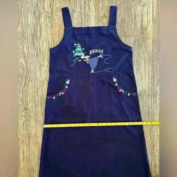 Christopher & Banks Jumper Dress Size 8 Winter Skating Blue Vtg 90s Christmas - Picture 6 of 10
